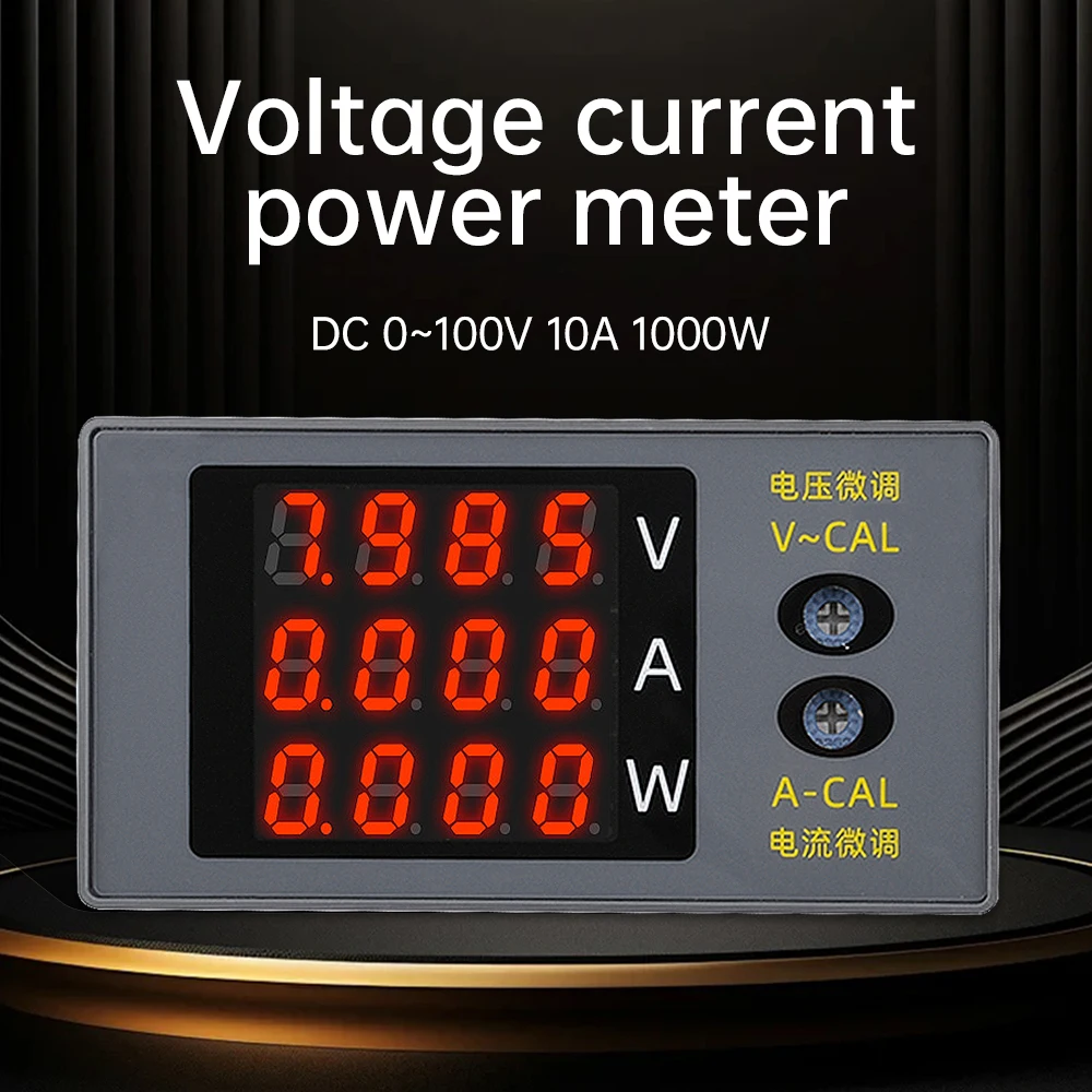 DC730 LED Voltmeter Ammeter Wattmeter 4-digit Voltage Current Meter Power Meter Voltage Tester Detector DC 0-100V 10A 1000W