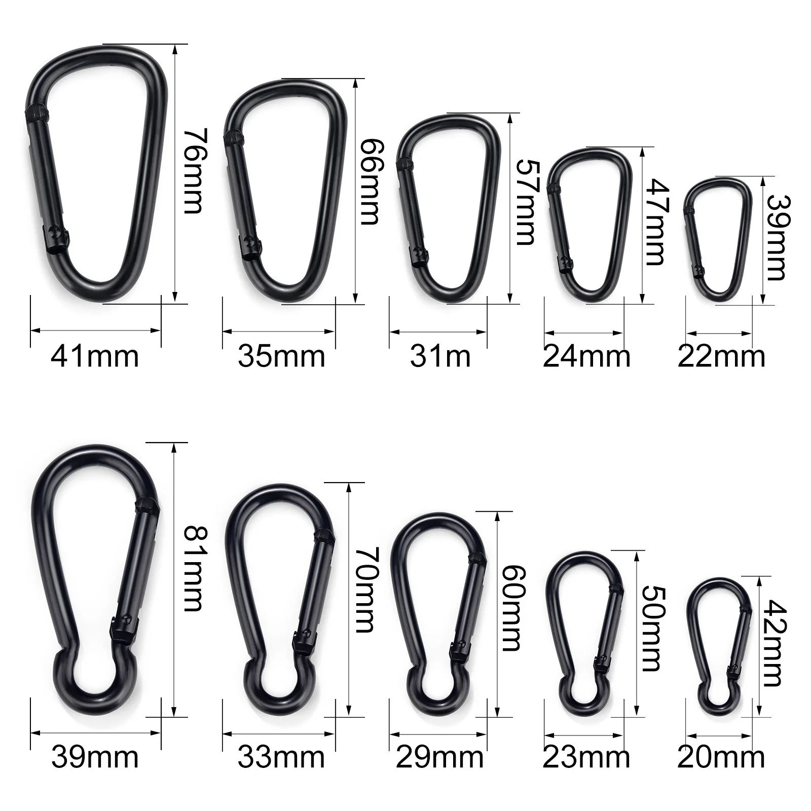 5pcs D-Shaped Gourd-Shaped Buckle Ring Hook Connection Alloy Metal Black For Shoes Bags Backpack Buckles Keychain DIY Accessory