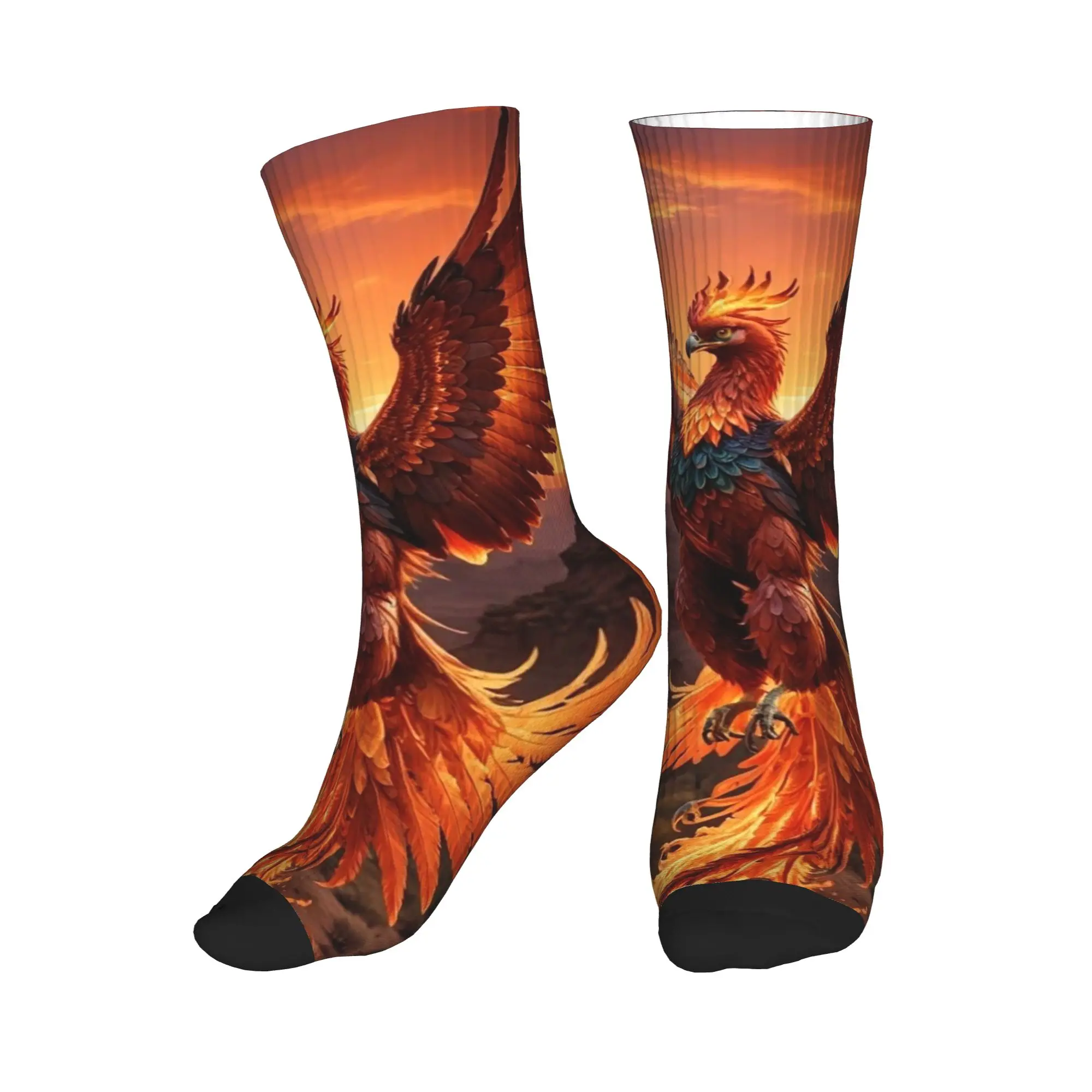

All Seasons Phoenix Mythical Bird With Fiery Wings Sport Middle Tube Socks Super Soft Crew Socks Stockings for Men Women