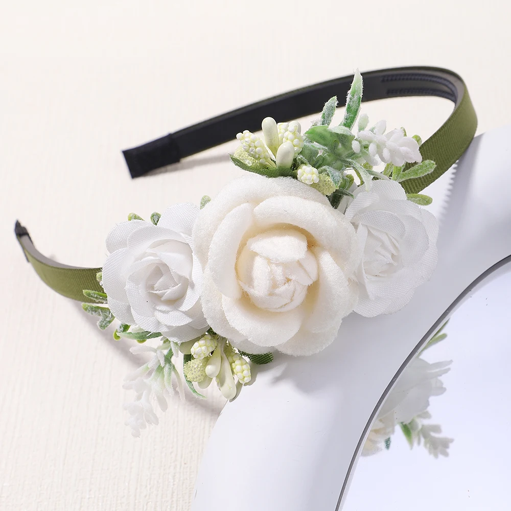 1Pcs /Set Bride Wedding Hairband Artificial Flower Crown Headband Hair Accessories Women Girls Sweet Floral Hoop Party Headwear image 2