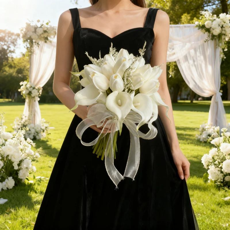 Bridal Tossing Bouquet Bridesmaid Bouquets Calla Lily Holding Flowers Wedding Floral Centerpieces Anniversary Photography Props