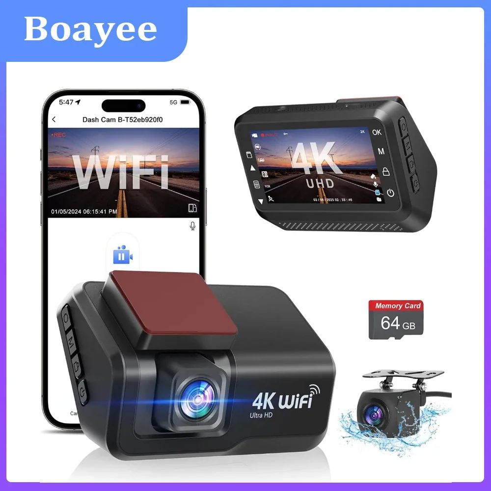 

HD 4k+1080P Car DVR 3 Inch WiFi Driving Recorder Car DVR Video Recorder Dash Cam with Night Vision Camera 24/7 Parking Monitor