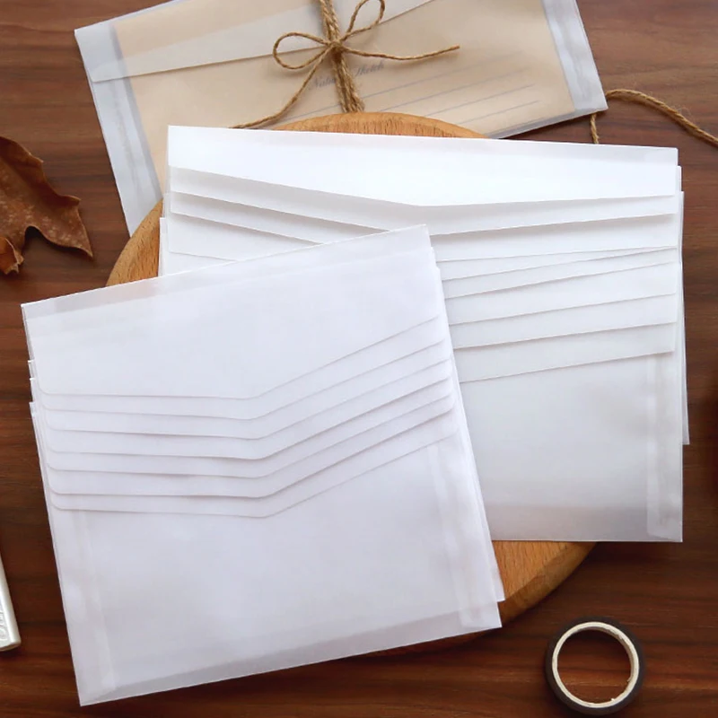 10pcs/lot Blank Translucent Envelope for Wedding Business Birthday European Sulfuric Acid Paper Invitation DIY Card Storage Gift