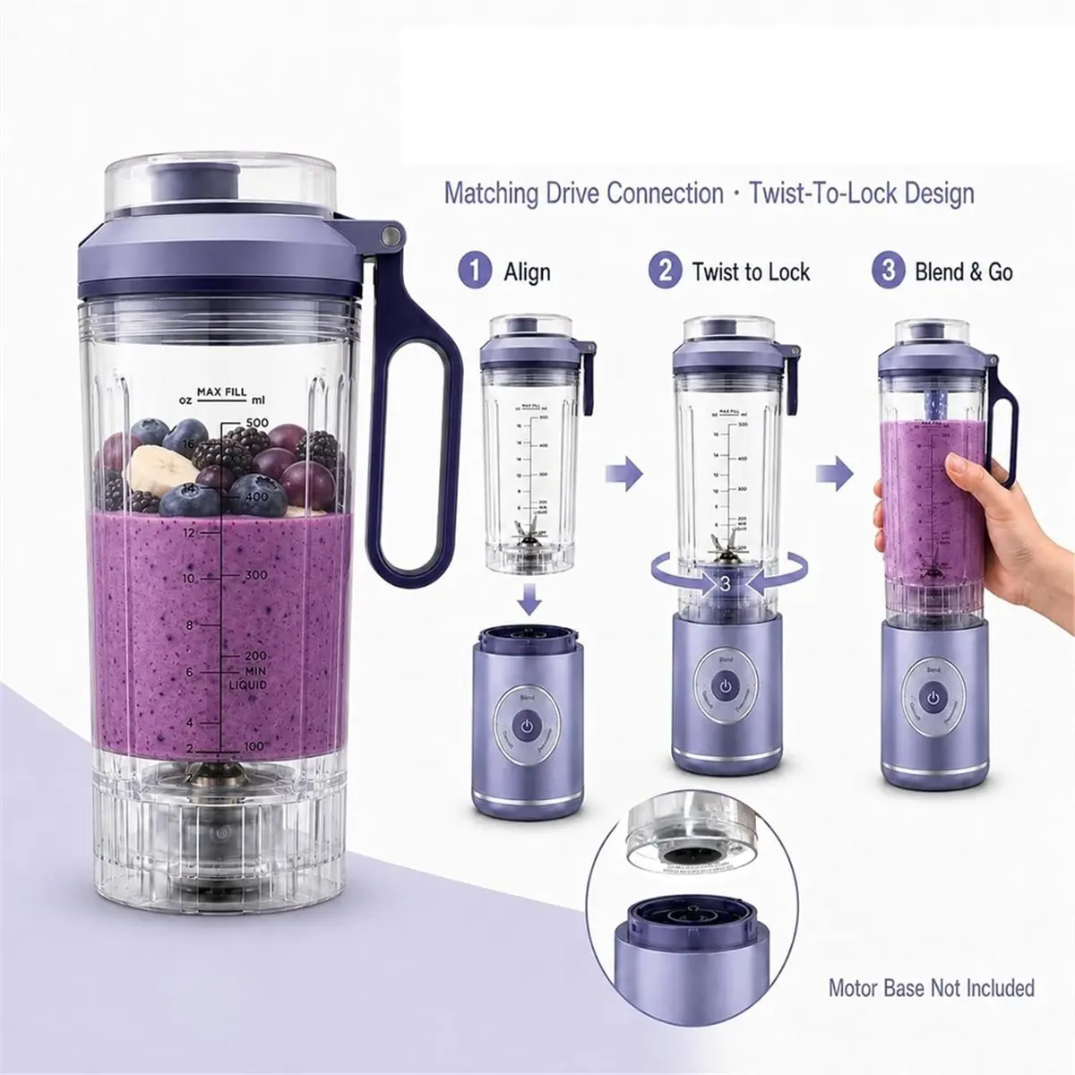 【a42f】22oz-replacement-travel-cup-for-blast-max-bc251-series-twist-go-removable-vessel-clear-blender-jardishwasher-safe