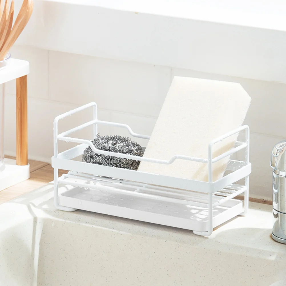 

Sponge Draining Rack Kitchen Organizer Storage Shelf Iron Stand Holder Multifunctional Bathroom Cabinet Countertop Rack
