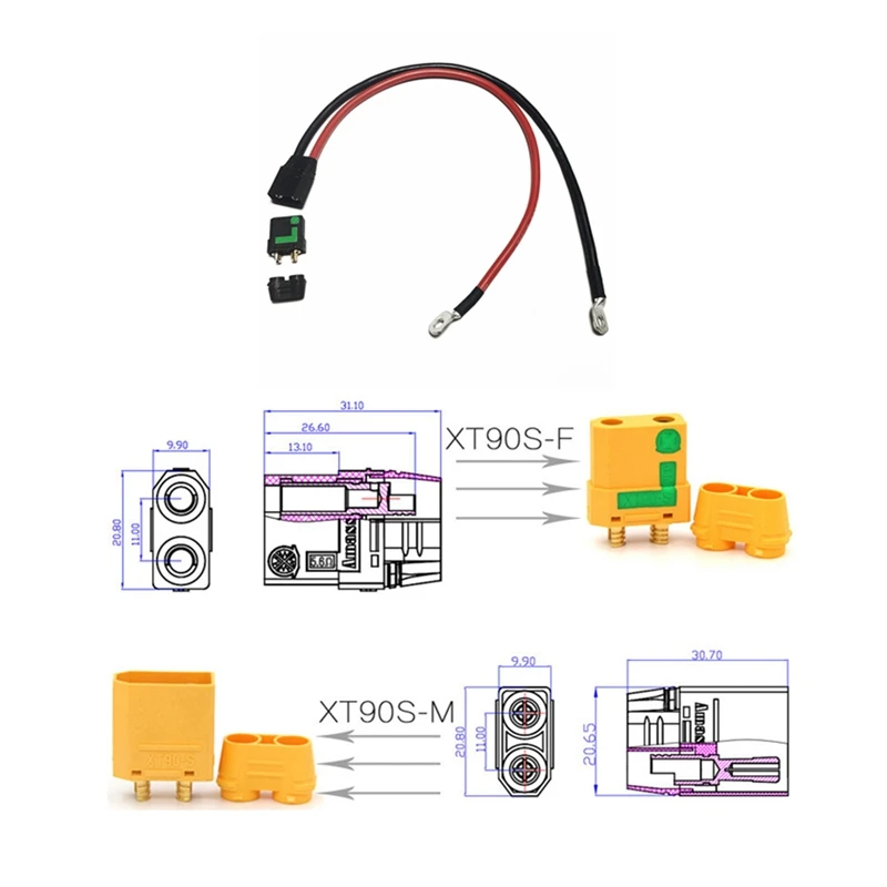 Ebike XT90 To O-Ring 10AWG Power Cable For Mqcon 80A 100A Controller Electric Bicycle Accessories Parts