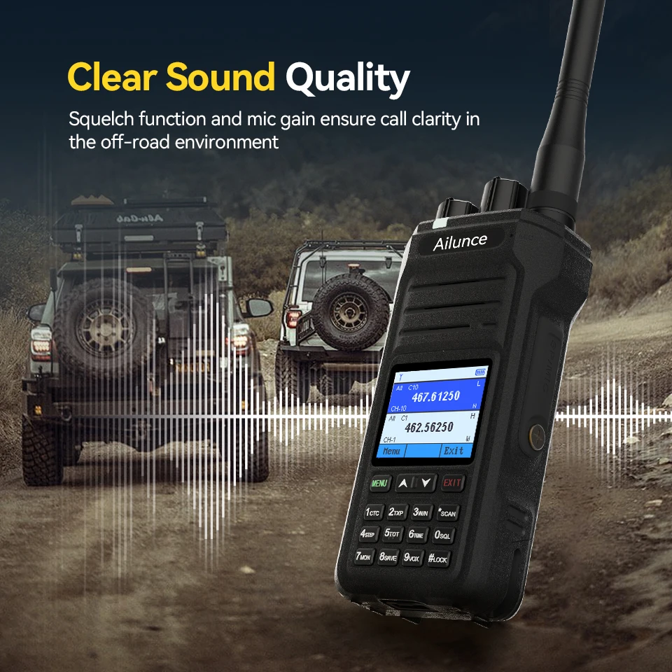 Retevis Ailunce HA1G GMRS Handfunkgerät mit Kabel, IP67 wasserdicht, NOAA Wetterwarnung, 2800mAh Akku, Repeater-Funktion – Detail 10