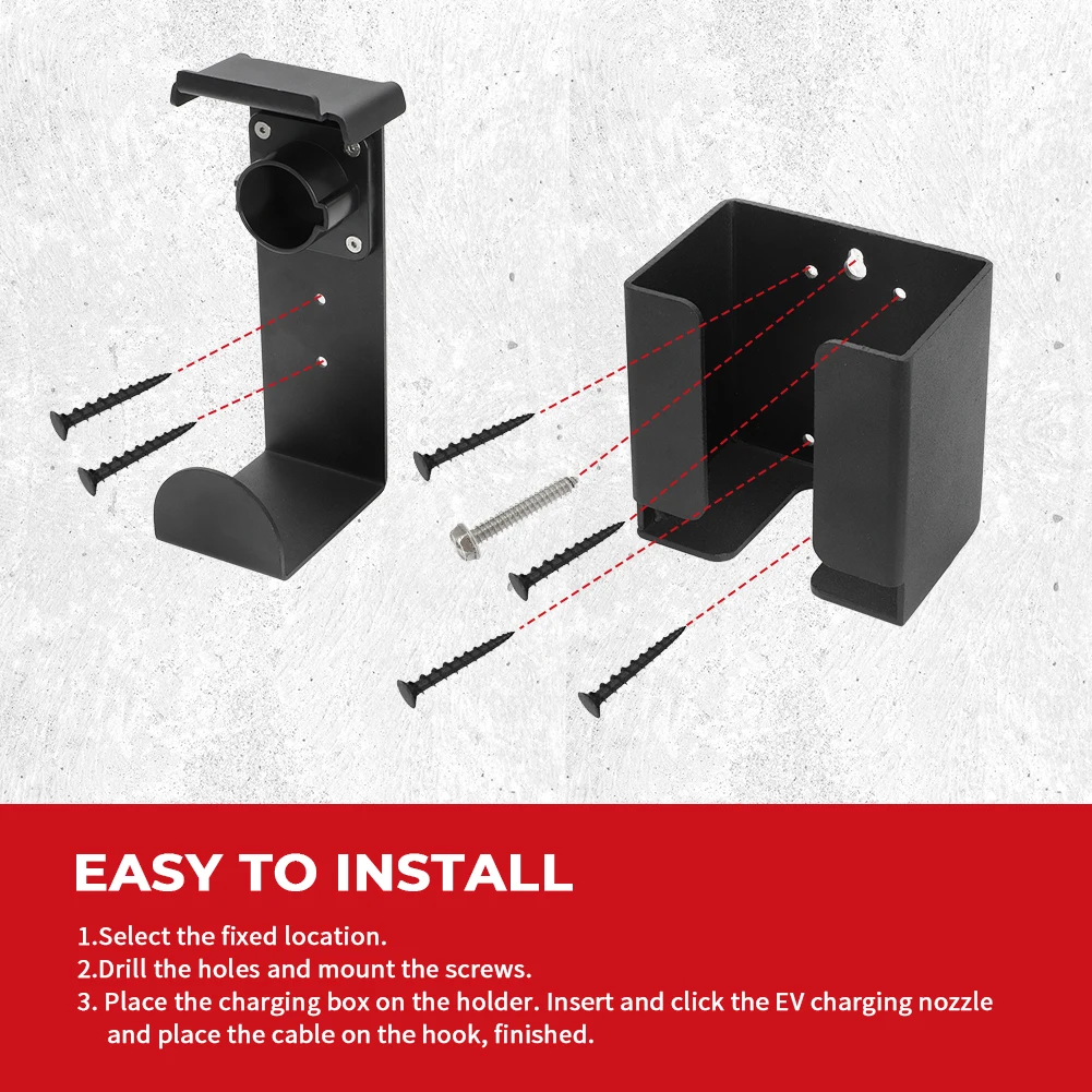 For Sae J1772 Connector EV Charger Holders Wall-Mount Electric Vehicle Car Charging Adapter Cable Holster Charging Box Holder