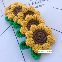 Sunflower Cloth Paste, 5PCS,Handmade Crochet, Knitted Applique, Patchwork Needlework, Sewing Accessories, 6cm,, 872