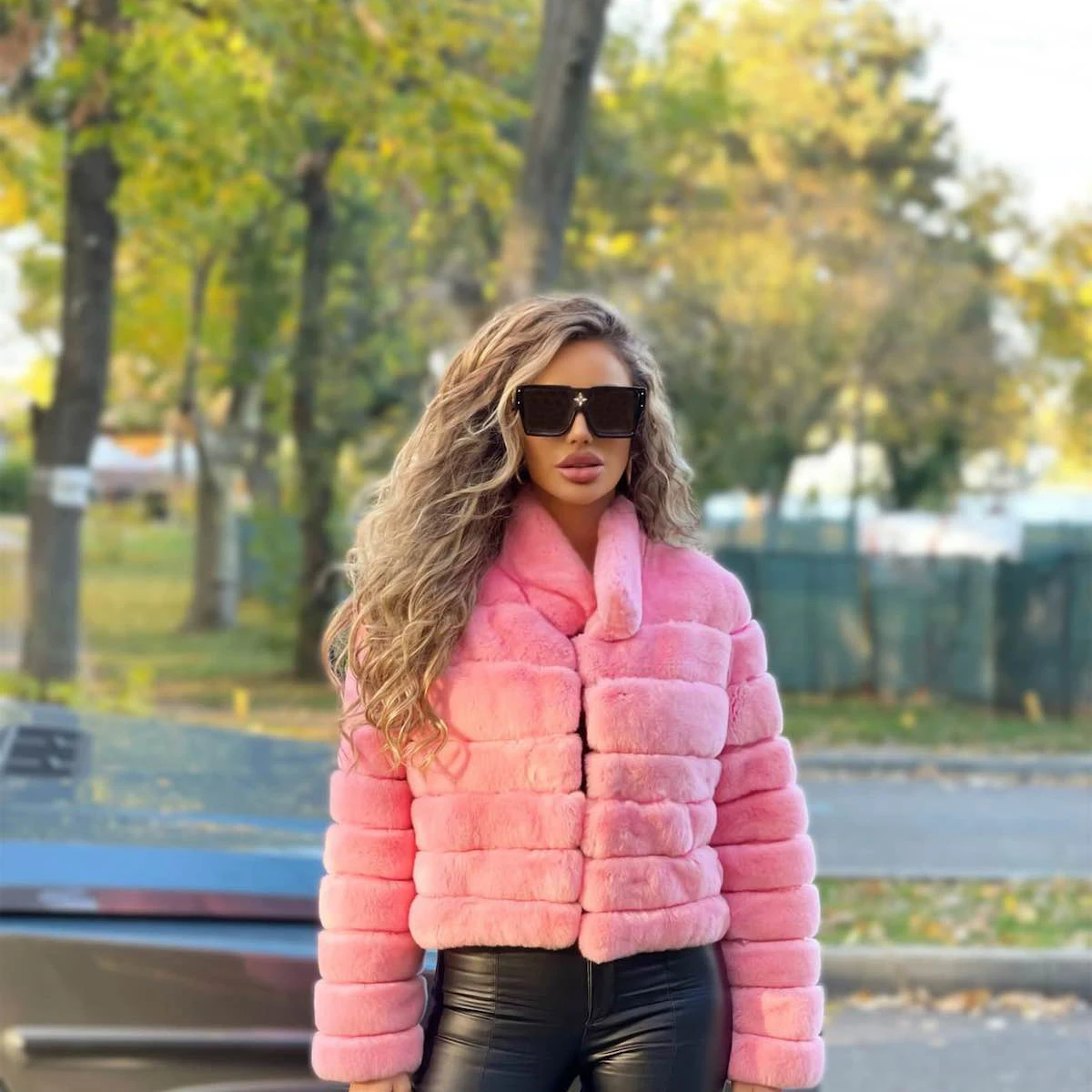 

Pink Real Rex Rabbit Fur Jacket Thick Warm Winter Fashion Woman Fur Overcoat Luxury New Whole Skin Genuine Rex Rabbit Fur Coats