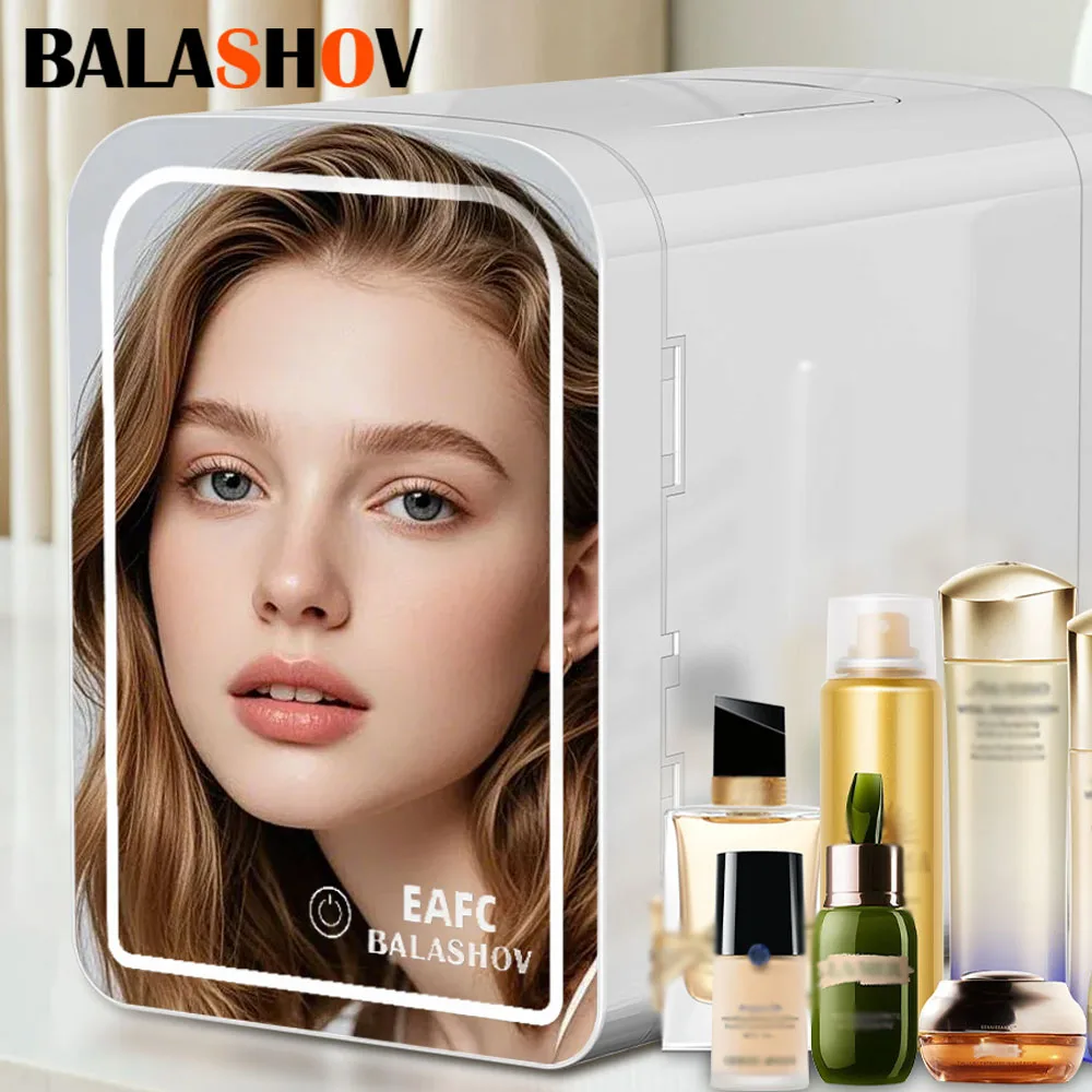 Mini nevera portátil para camping y cosméticos, 4L/6L/8L, con espejo, para habitación, dormitorio estudiantil, maquillaje, hogar y coche, de doble uso.