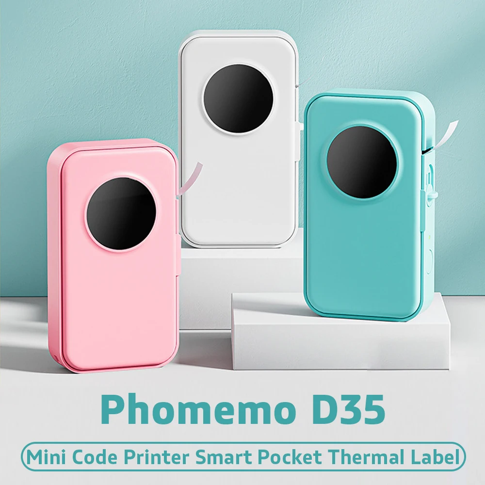 Phomemo D35 Label Maker Wireless bluetooth Thermal Mini Printer Portable Adhesive 6-15mm Sticker 203dpi Barcode Labeling Machine