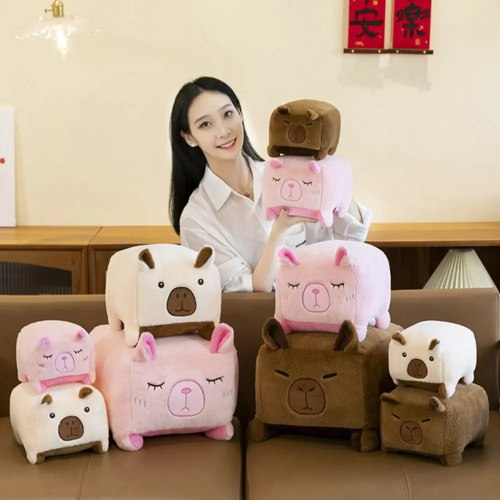 

Three Expressions Square Capybara Plush Toy Squint Stuffed Animal Block Capybara Pillow Lovely Kawaii Capybara Plush Doll Kids