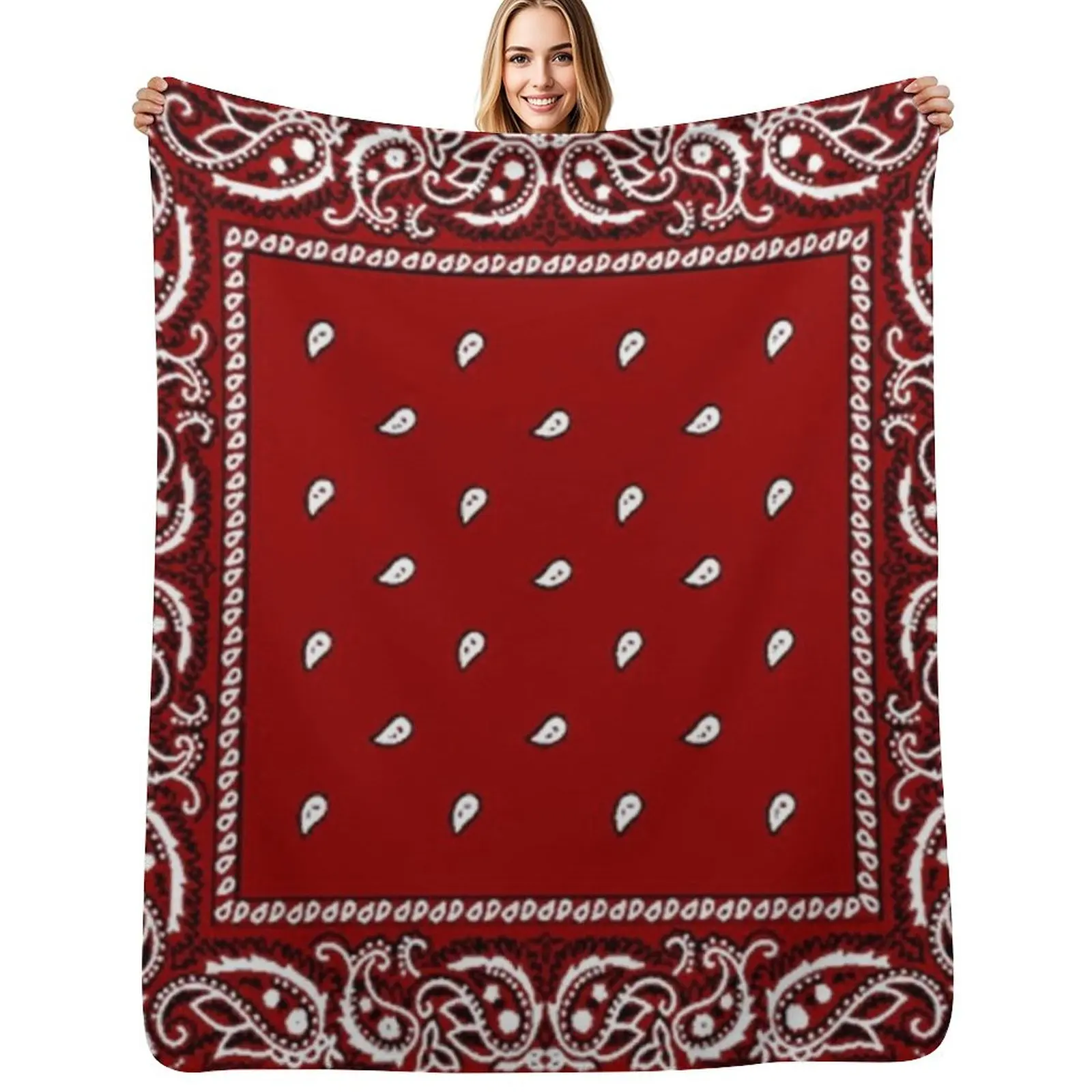 Red bandana design Throw Blanket Vintage Hair Luxury Large Sofa Quilt Fashion Sofas Blankets
