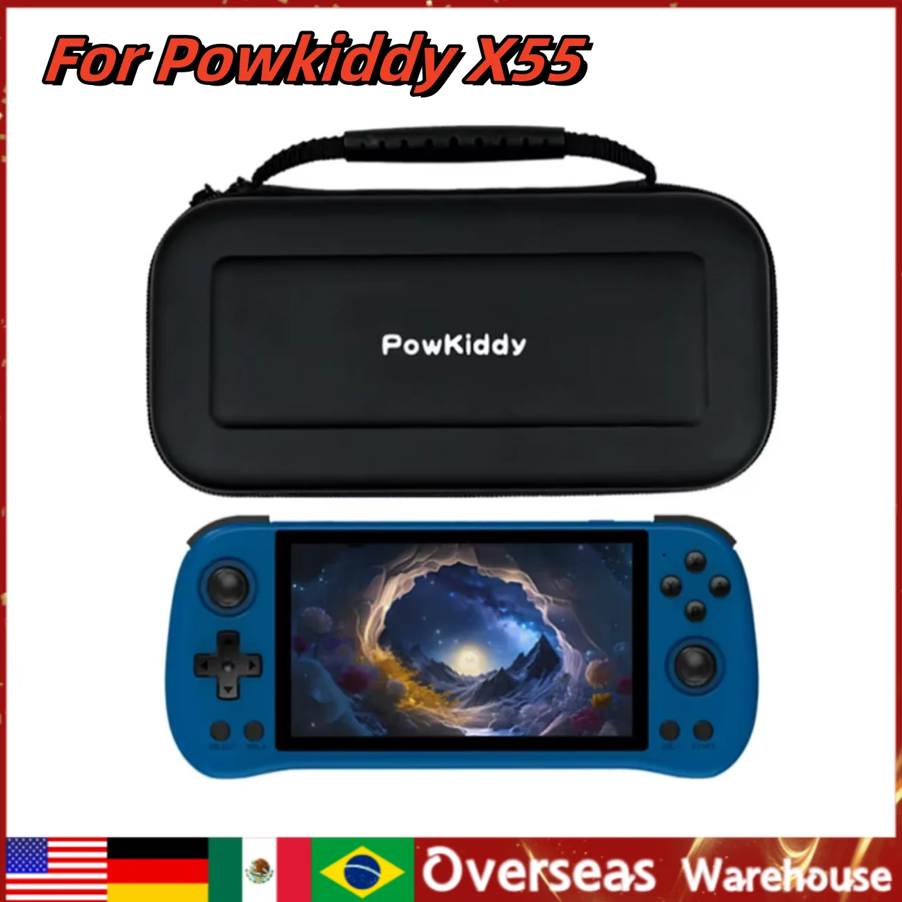 

For Powkiddy x55 Protection Case for Retro Game X28 Console Storage Bag Portable Handheld Game Player Shell Black