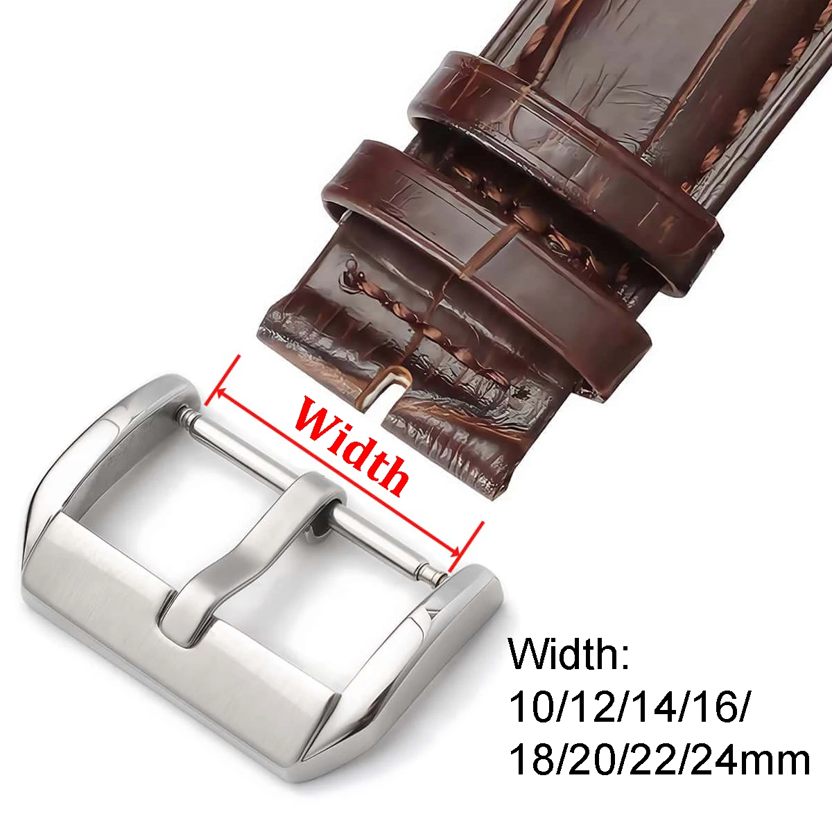 2 Stück 304 Edelstahl Uhrenverschluss Uhrenarmband-Schnalle 10mm-24mm für Lederarmband Ersatzschnalle Uhrenzubehör – Detail 2