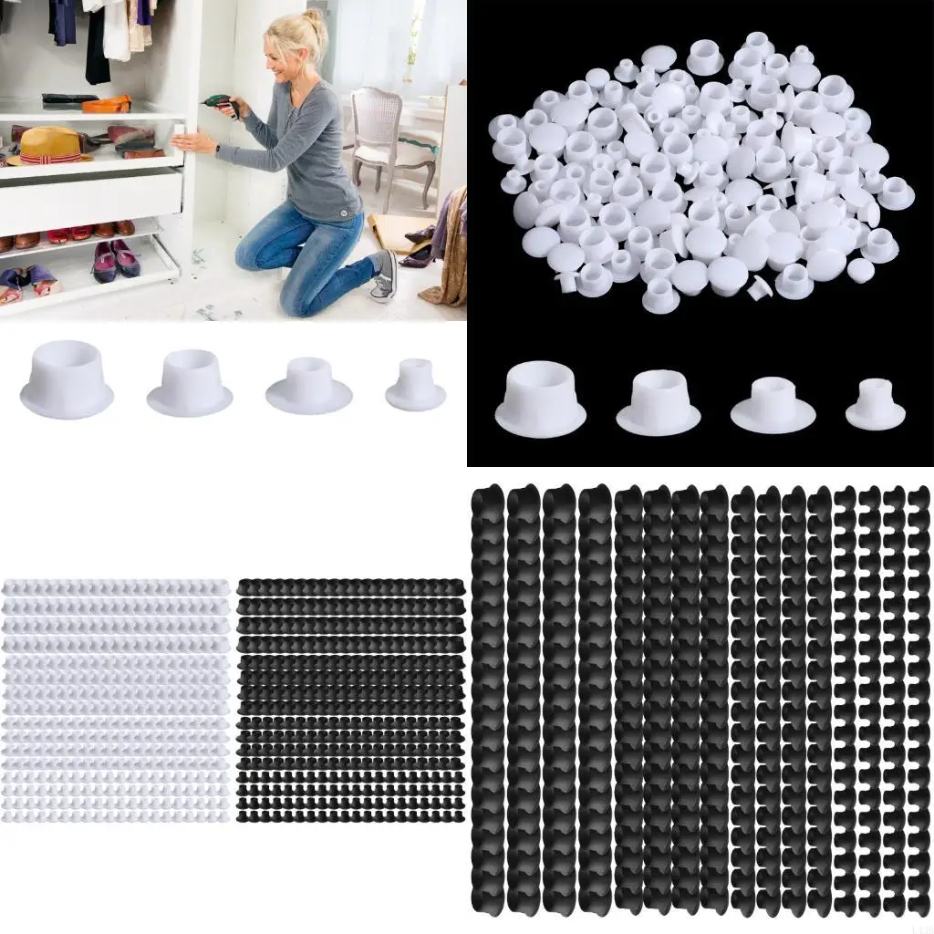 

320Pcs 4 Sizes Plastic Hole Plugs Decoration Cap Plastic Screw Hole Caps L43B