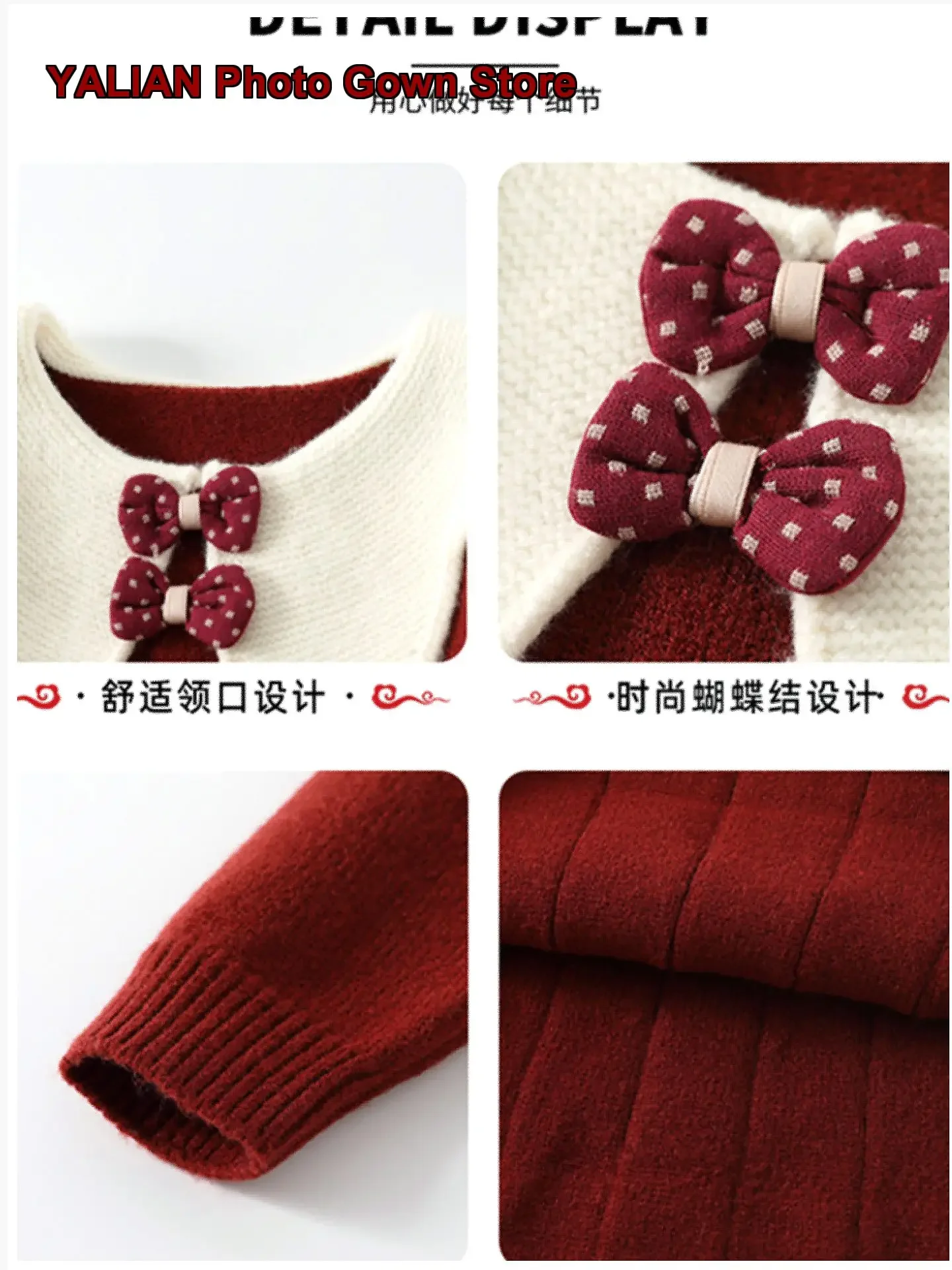 Girls Autumn Winter Knit Dress Kids Festive Long Sleeve New Year Dress Long Sleeves