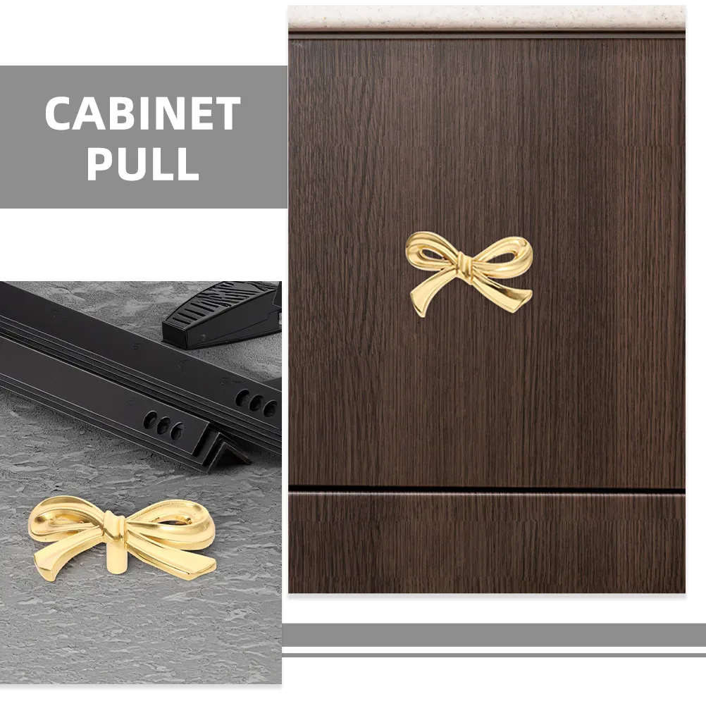 Solid Brass Bow Shaped Cabinet Handles Gold Finish Elegant Drawer Pulls for Dressers Wardrobes Kitchen Cabinets Bedroom Bathroom