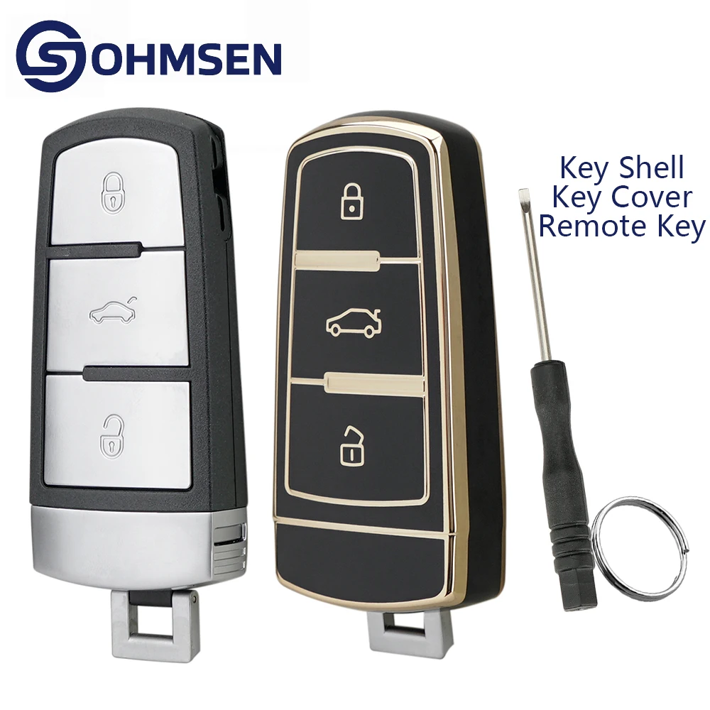 

OHMSEN 3 Button Replacement Car Remote Fob Key Shell Case Cover For VW Volkswagen Passat B6 B7 3C Magotan C 3C0959752BA 434MHz