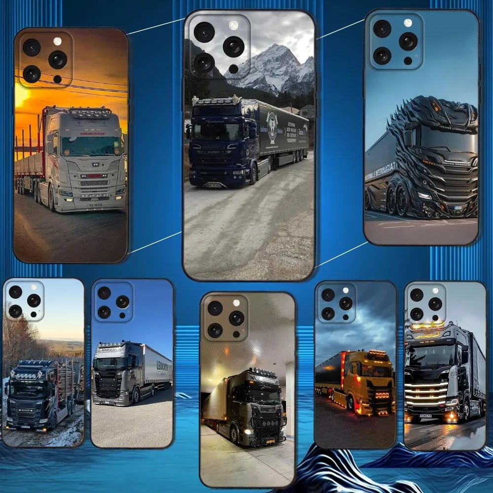 

S-SCANIA Trucks SA-AB Phone Case For iPhone 16,15,14,13,12,11 Plus,Pro Max,XS,X,XR,SE,Mini,8,7,Soft Silicone Black Cover