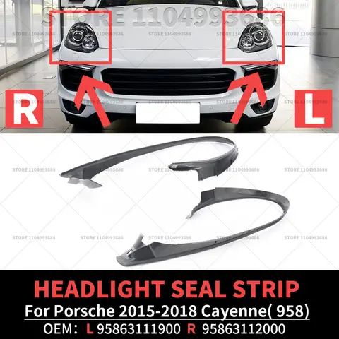 Para Porsche 2015 2016 2017 2018 Cayenne Turbo S GTS (958) junta de tira de sellado de goma para faro delantero 95863112000 95863111900