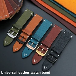 Genuine Leather Watch Bands With Quick Release Vintage Wrist Strap For Men 19mm 20mm 22mm for Longines Omega Rolex Universal