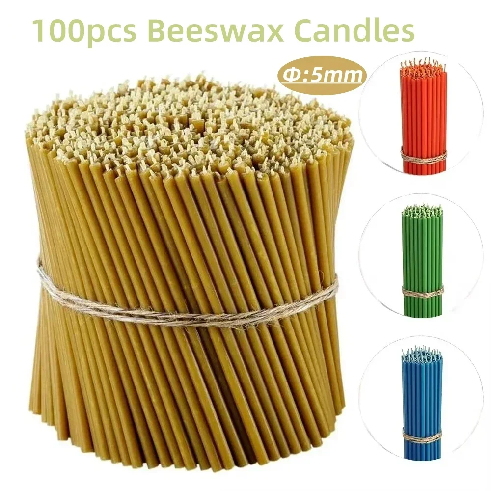 100Pcs Pure Beeswax Candles Natural Beewax Honey Candles for Ritual Tealight Candles Church Religous Prayer Chrismas Decor