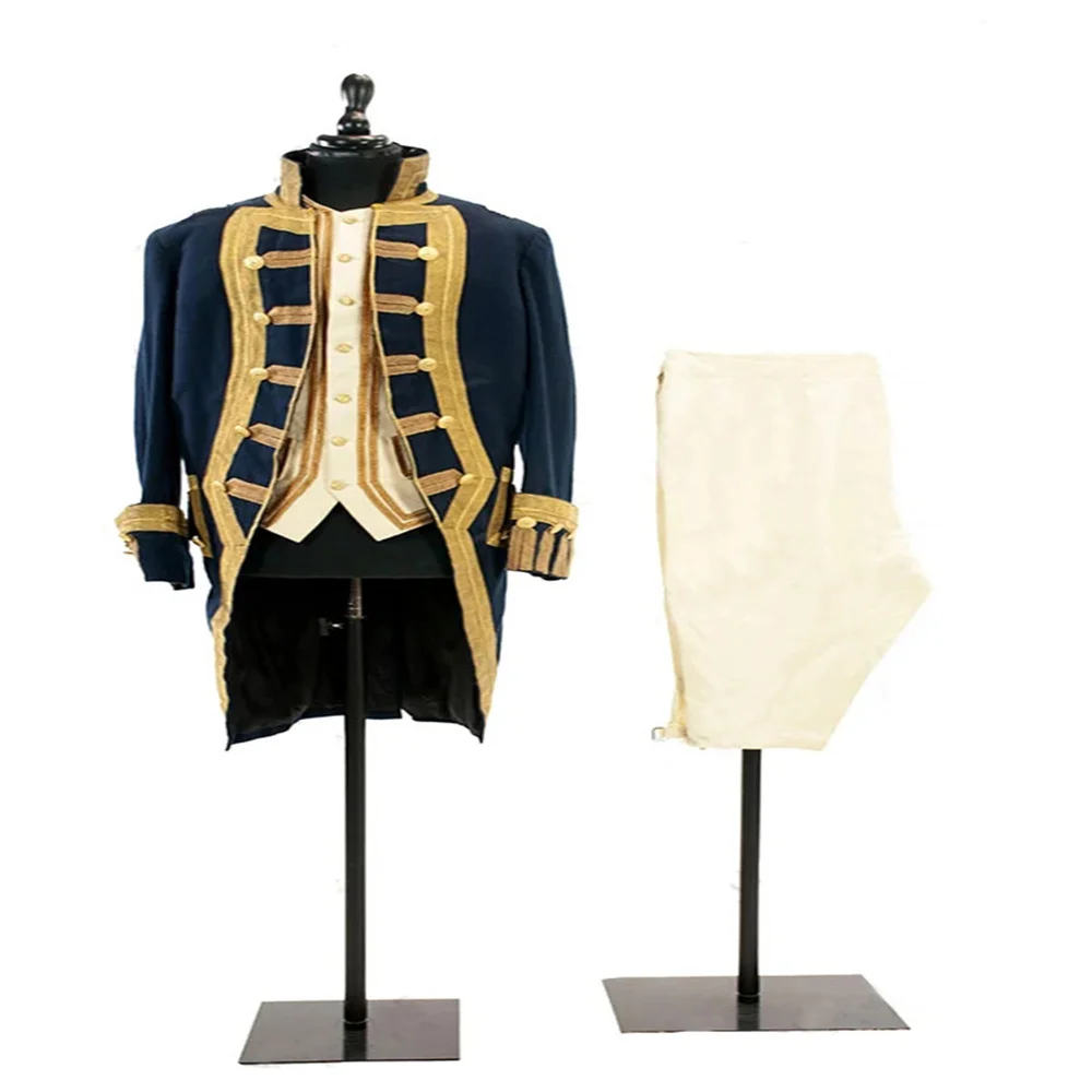 1770s Rococo Men's Outfits Louis  Era Military Navy Blue Dress Set Costume Marie Antonitte Men's Suits Custom Made