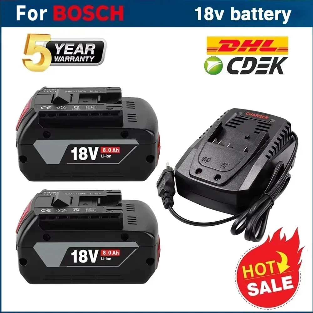Batterie de rechange 18V et 6.0/8.0Ah pour système professionnel sans fil Bosch 18V, compatible avec les batteries d'outils BA BAT609 BAT618 GBA18V80.