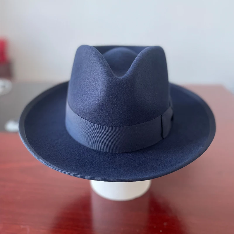 Weicher Filzhut der Marke LIHUA, Fedora-Hüte aus 100 % Wolle für Herren und Damen, himmelblau, kamelfarben, schwarze klassische Floppy-Panama-Mütze – Detail 15