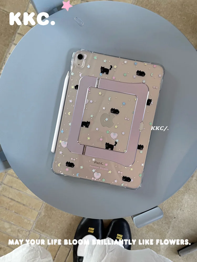 Cat Star Retro Art INS Korea style for iPad Pro11 2020 10.9 10.5 Air 5th 4th 3rd Gen iPad 9th 8/7th Gen Shockproof Tablet Cover