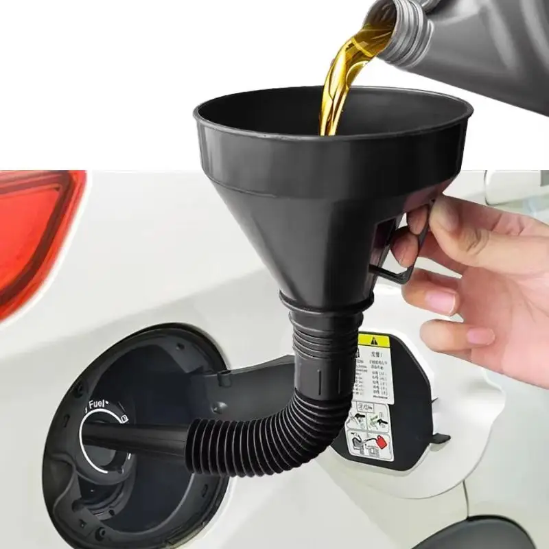 Universal Engine Refueling Funnel with Built-in Filter Anti-splash Oil Gas Filling Hose for Auto Moto Truck Maintenance Tool
