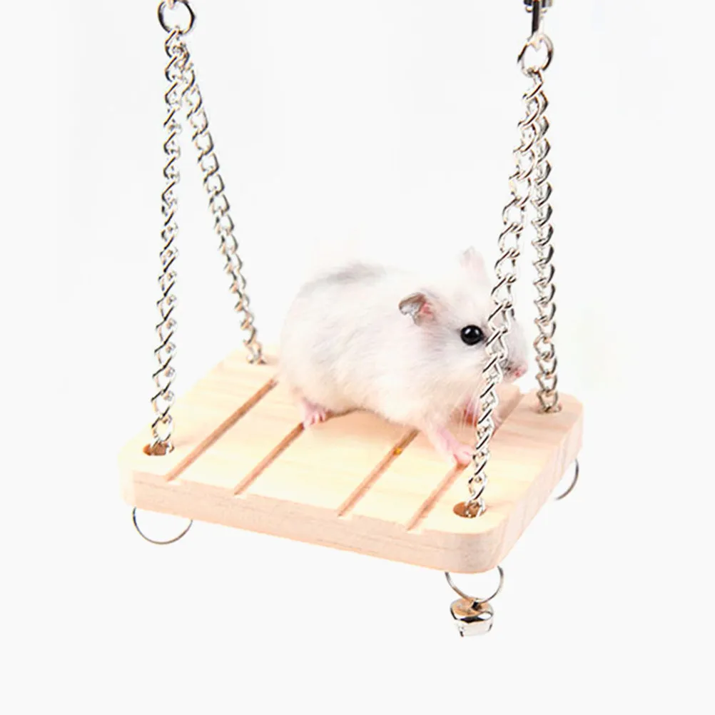 

1Pcs Hamster Wooden Swing Small Pets Antislot Suspension Chain Hanging Bed Exercise Odontoprisis Pressure Relief