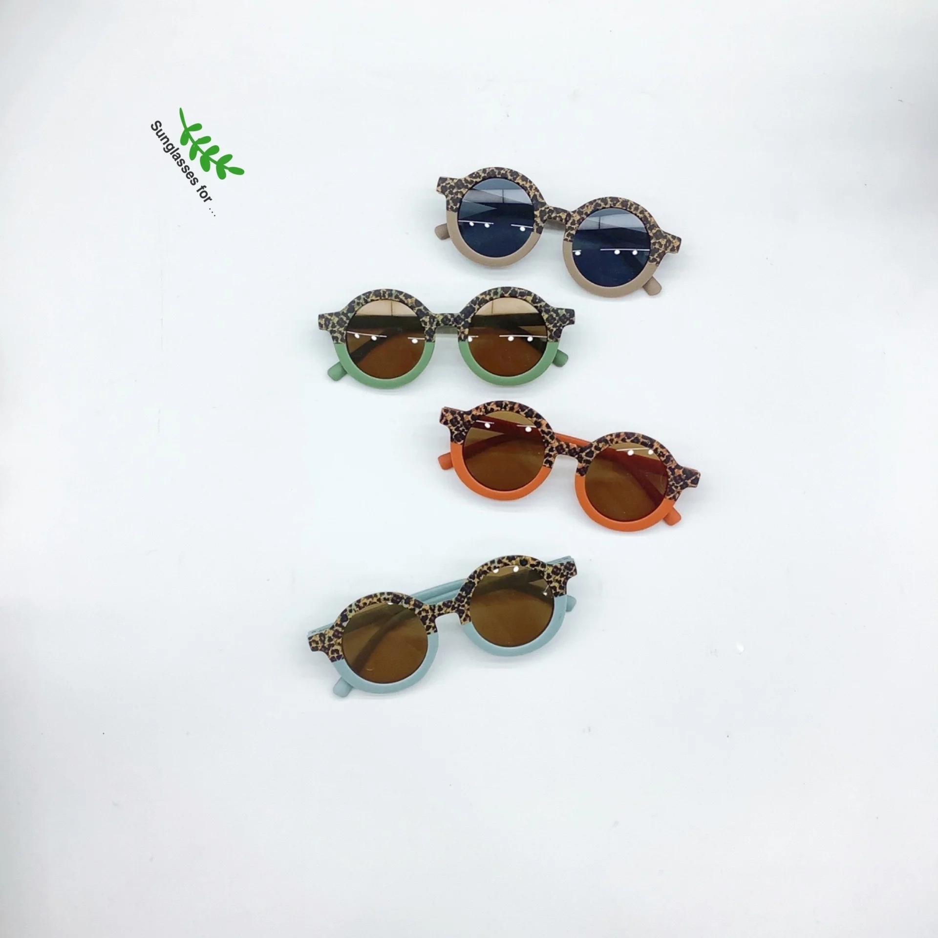 

New personalized double color round frame baby comfortable UV resistant children's sunglasses Fashion decorative Sunglasses tide