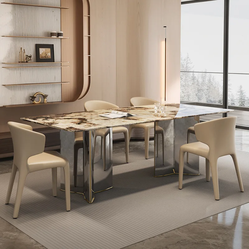 Marble dining tablePandora natural luxury stone high-end restaurant home dining table