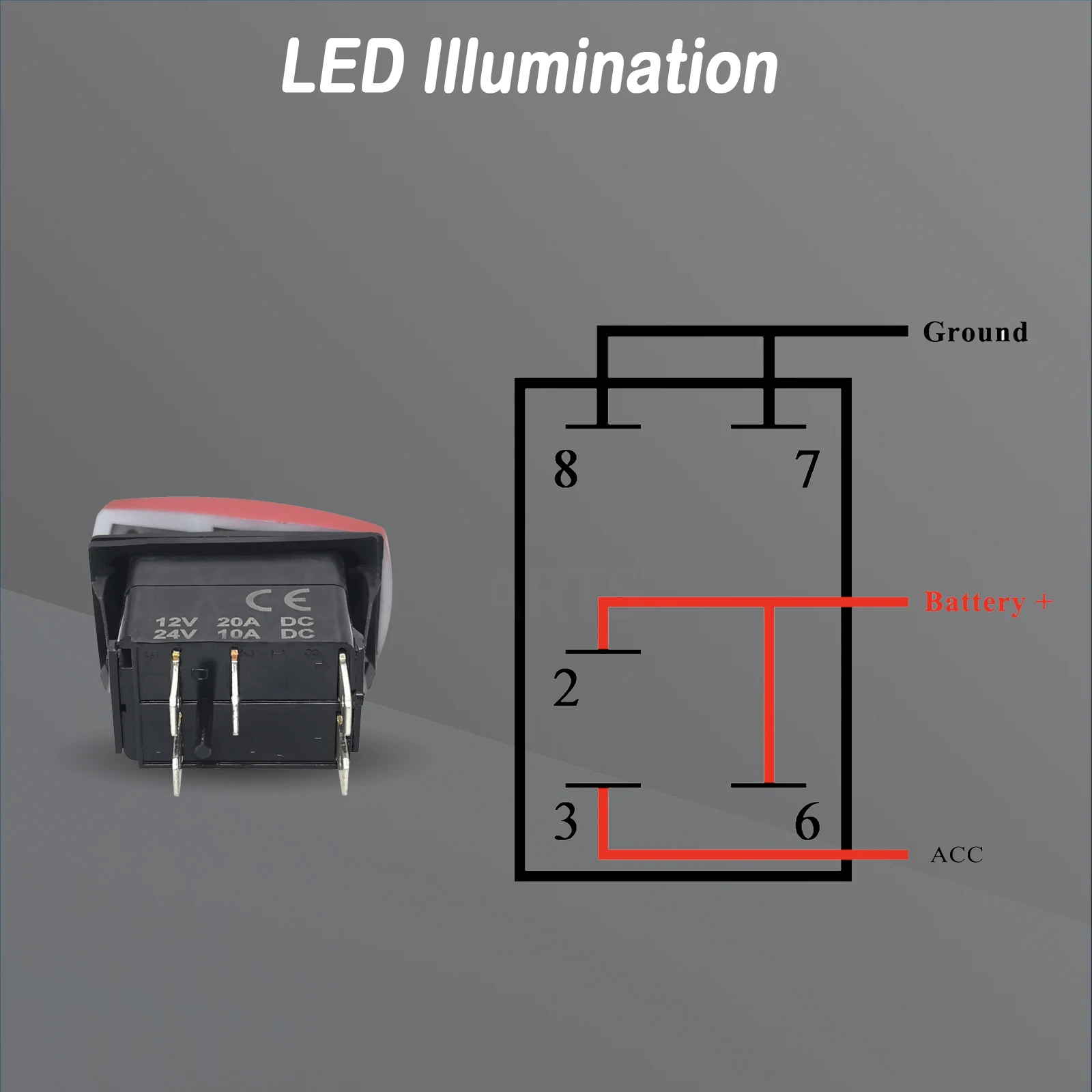 12 فولت 20A ادفع لبدء زر مؤقت أبيض Led الروك التبديل (ON)-OFF تبديل التبديل لسيارة شاحنة قارب ATV UTV دراجة نارية RZR #5