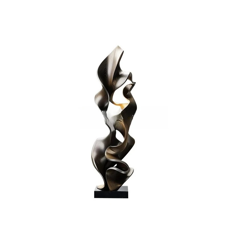 

Abstract solid wood sculpture ornament light luxury hotel model room entrance decoration