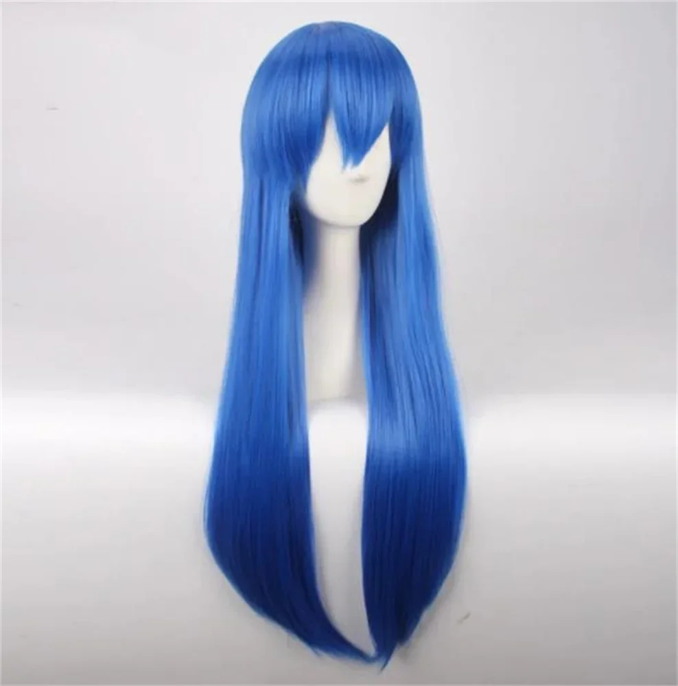애니메이션 페어리 테일 여성 웬디 마벨 코스프레 가발 웬디 마벨 블루 롱 스트레이트 헤어 가발 의상 할로윈 가발