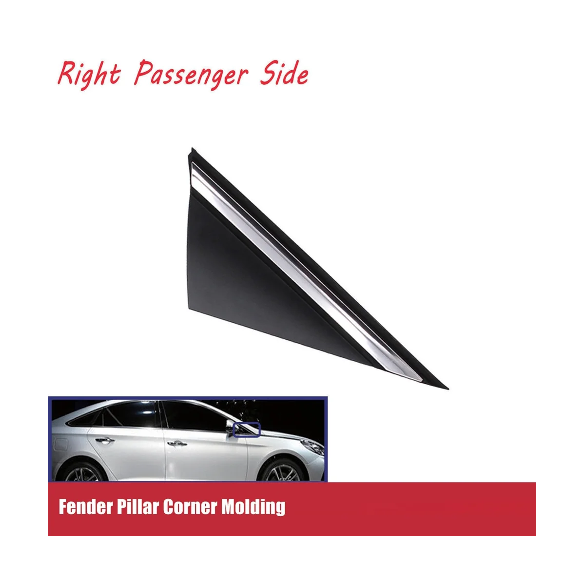 

Left Side Pillar Corner Molding Chrome for Hyundai Sonata 2015-2019