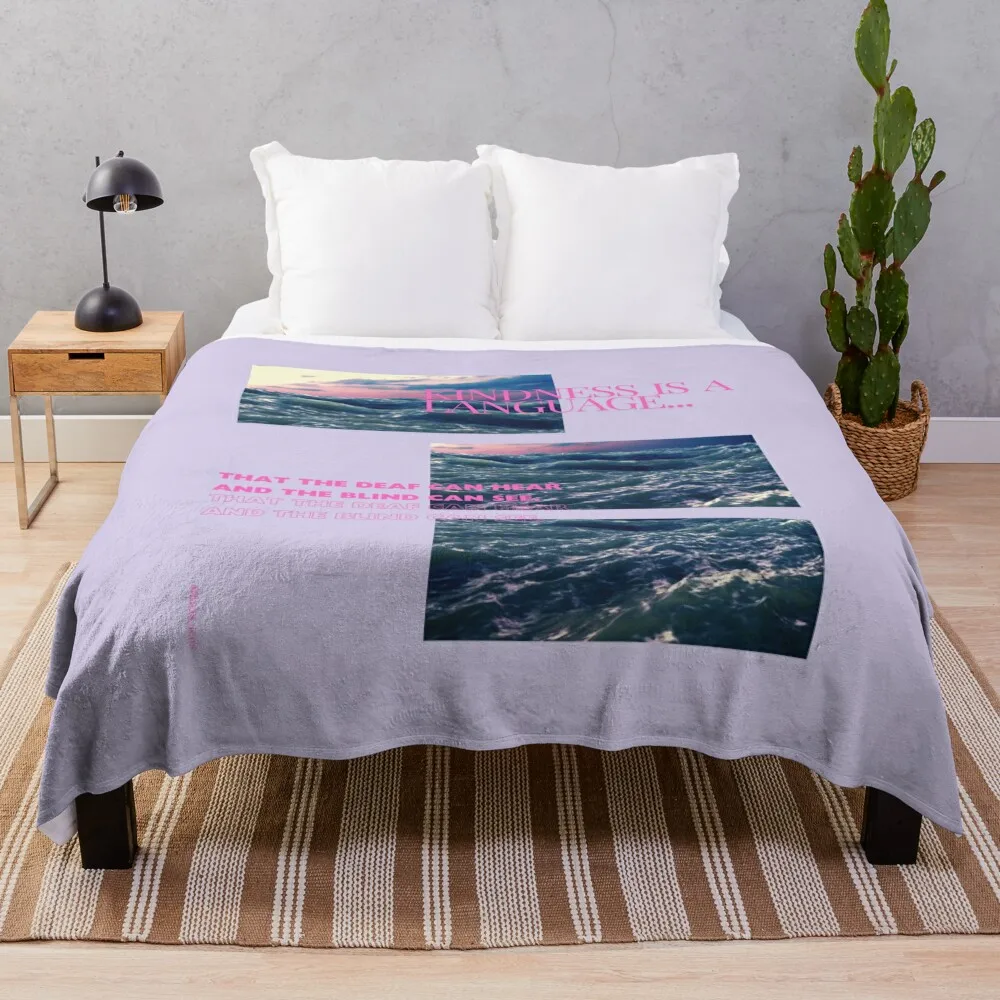 Facts Lens - Soul, Scenery, and Sunset in the Modern Trend Ocean of Truth and Quotes (Purple and Blue) Throw Blanket