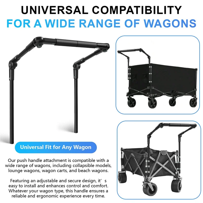 

XSXS-Wagon Толкающая ручка Регулируемая насадка подходит для круглых/квадратных рамок для тележек-фургонов