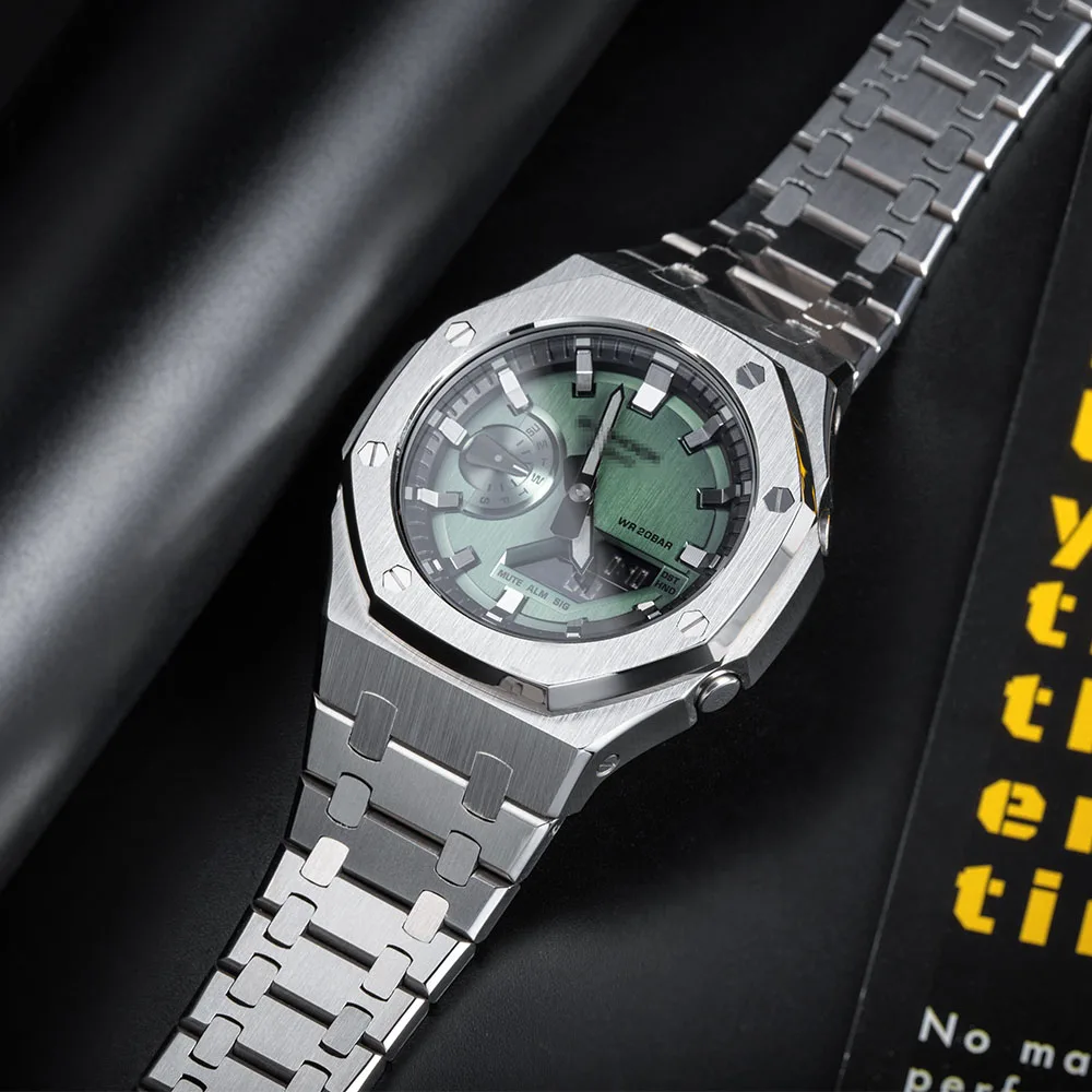 حزام معدني GM-2100 لساعة كاسيو أوك |   ملحقات المزرعة من خشب البلوط |   طقم إطار وحزام بديل (فضي/أسود/ذهبي)