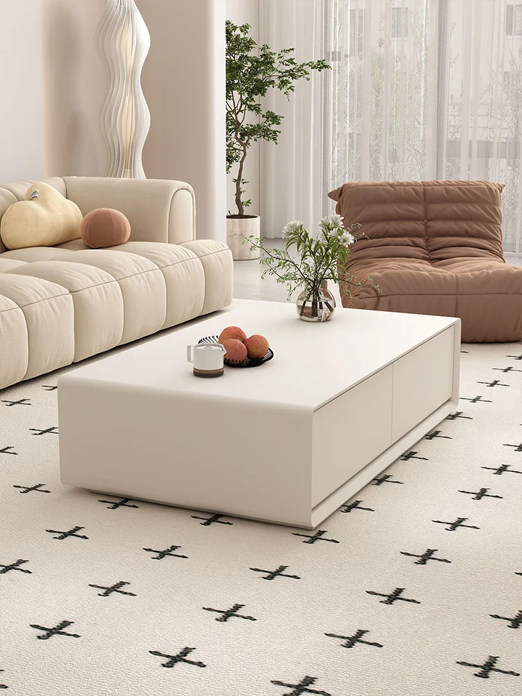 Журнальный столик в скандинавском стиле, комбинация ТВ-шкафа, простой современный чайный столик для гостиной, кремовый ветер, массив дерева, белый цвет