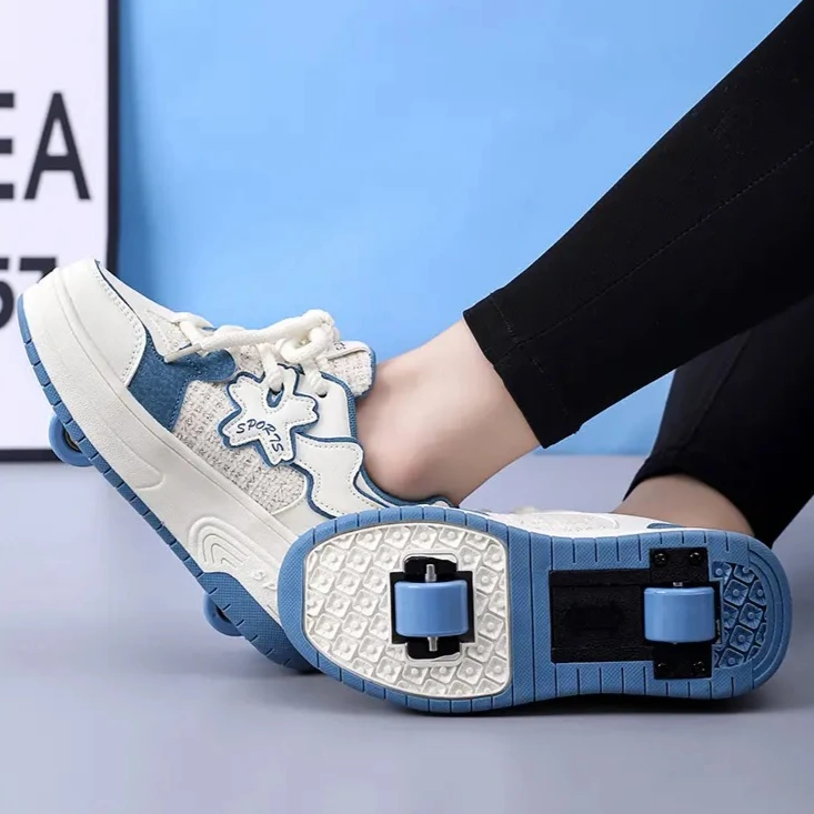 

Fitness Roller Skates Dual Wheel Slip-on Roller Skating Shoes 2026 New Boys Girls Outdoor Sports Shoes kids sneakers