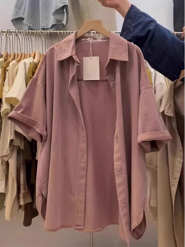 

plus Size 300 Pou Retro Hong Kong Sle ort Sve irt Women Summer Loose Casual Outerwear irt American Sle