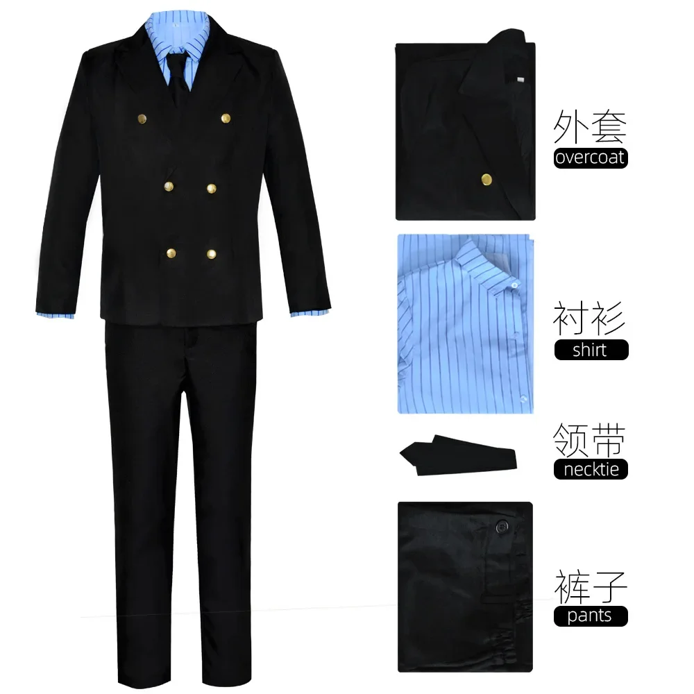 

Anime 2 Year Sanji Cosplay Costume Vinsmoke After Costume Men Halloween Party Christmas Yellow Blue Suit Costume Wig Tie