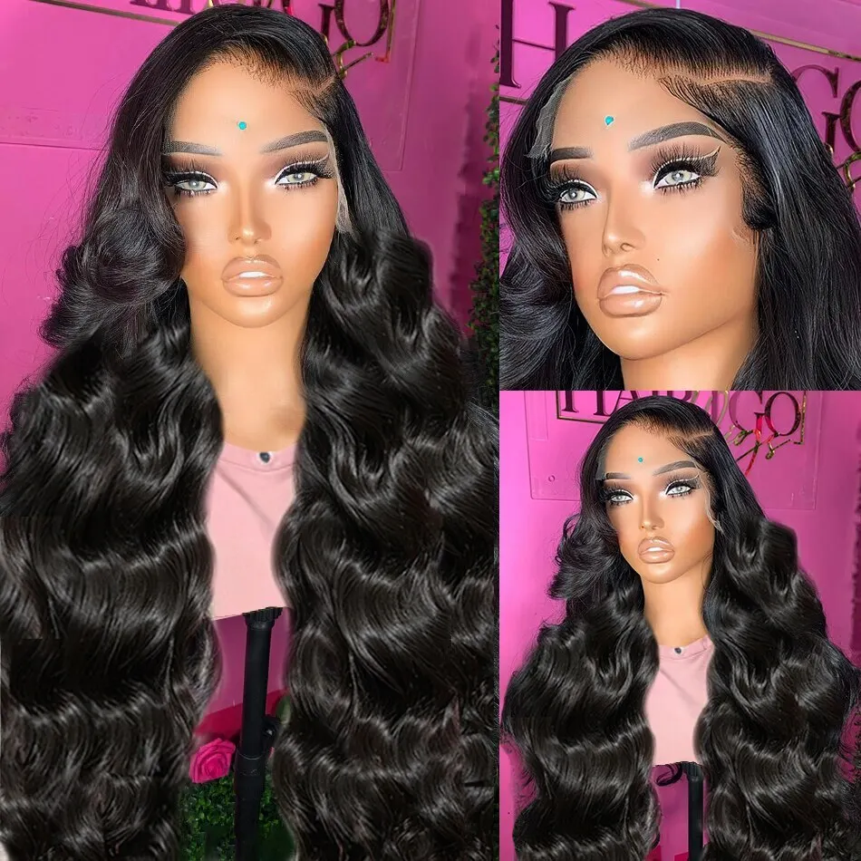 28 30 32 34 Inch 13x4 Body Wave Lace Front Human Hair Wigs Brazilian Water Wave 13x6 HD Transparent Lace Frontal Wig For Women