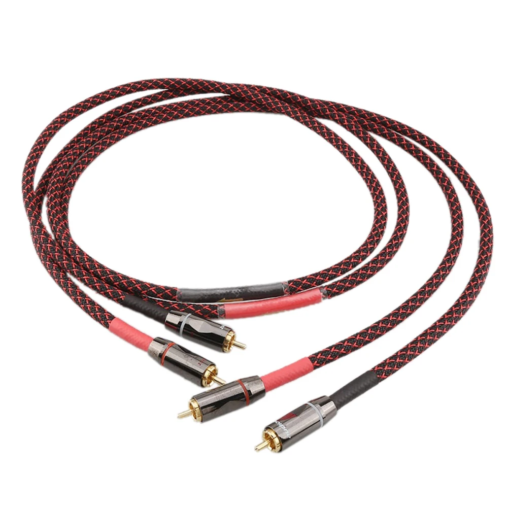 4-Core Oxygen-Free Copper Silver-Plated RCA Signal Cable Audio Cable Two-To-Two Audio CD Amplifier Double Lotus