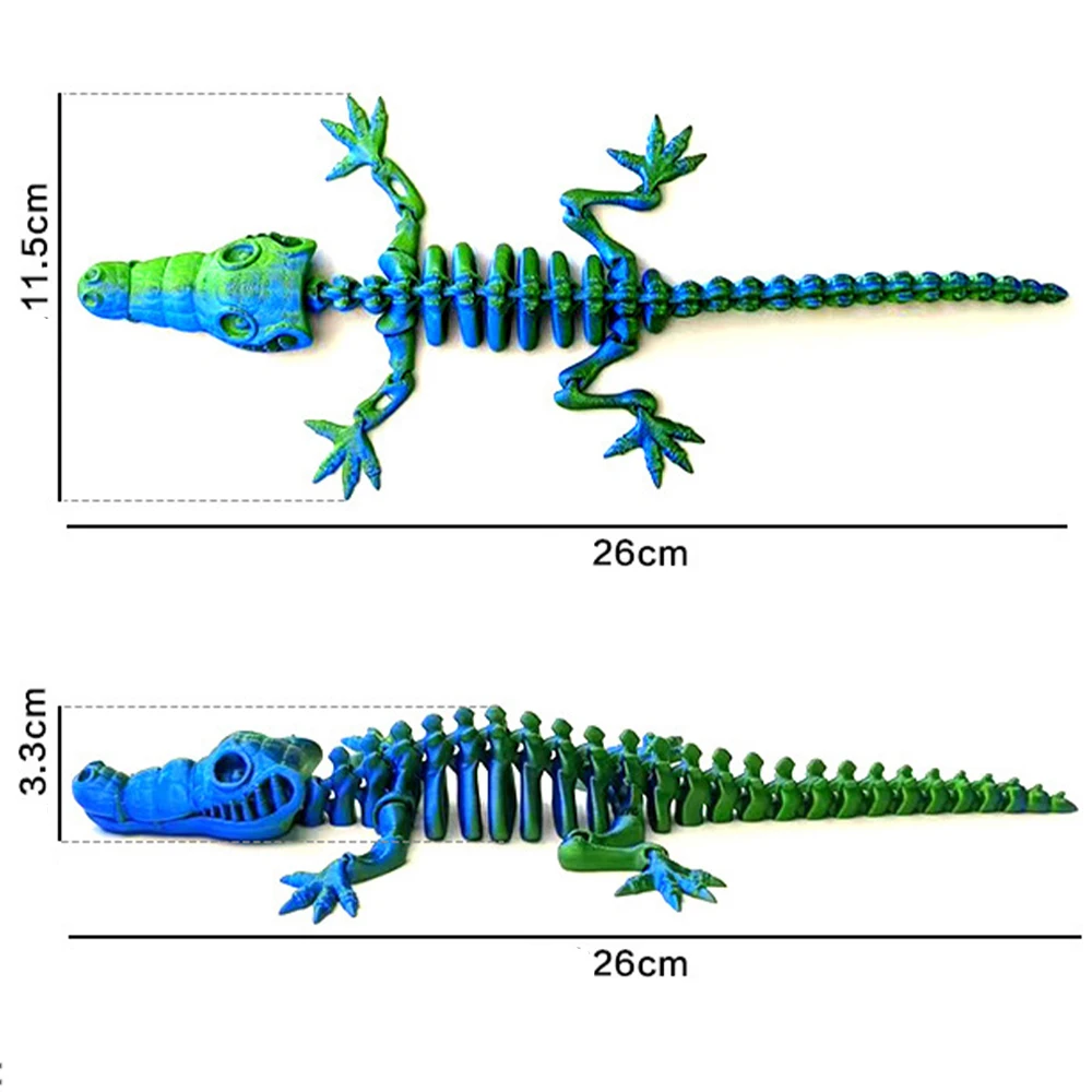 3D Printed Model Crocodiles Toys Multi-joint Movable Animal Figures Ornament Decorative Desktop Creativity Kids Gift Novelty Toy